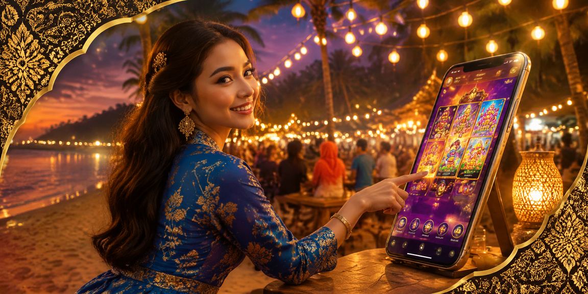 Pengguna Malaysia dalam baju kurung bermain kasino mudah alih mybet88